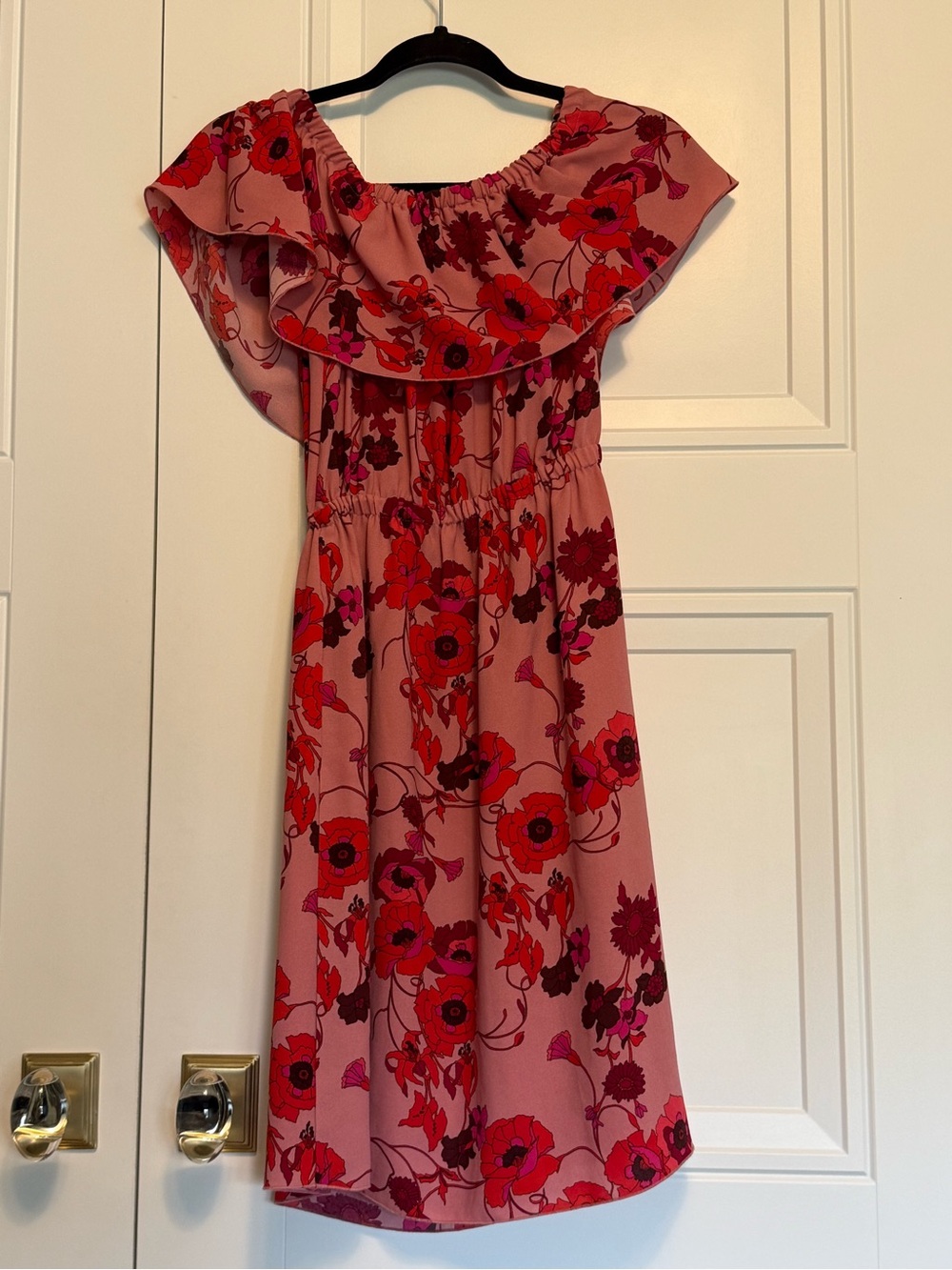 Aritzia  Pink Floral Off-Shoulder Dress